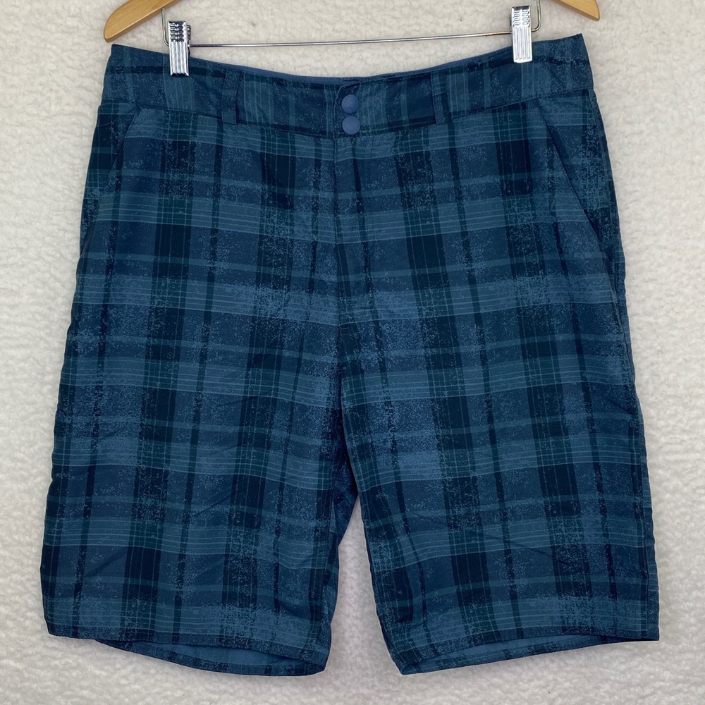 Columbia Omni-Shield Mens Blue Plaid Board‎ Shorts Size 34 Hiking Fishing Water
